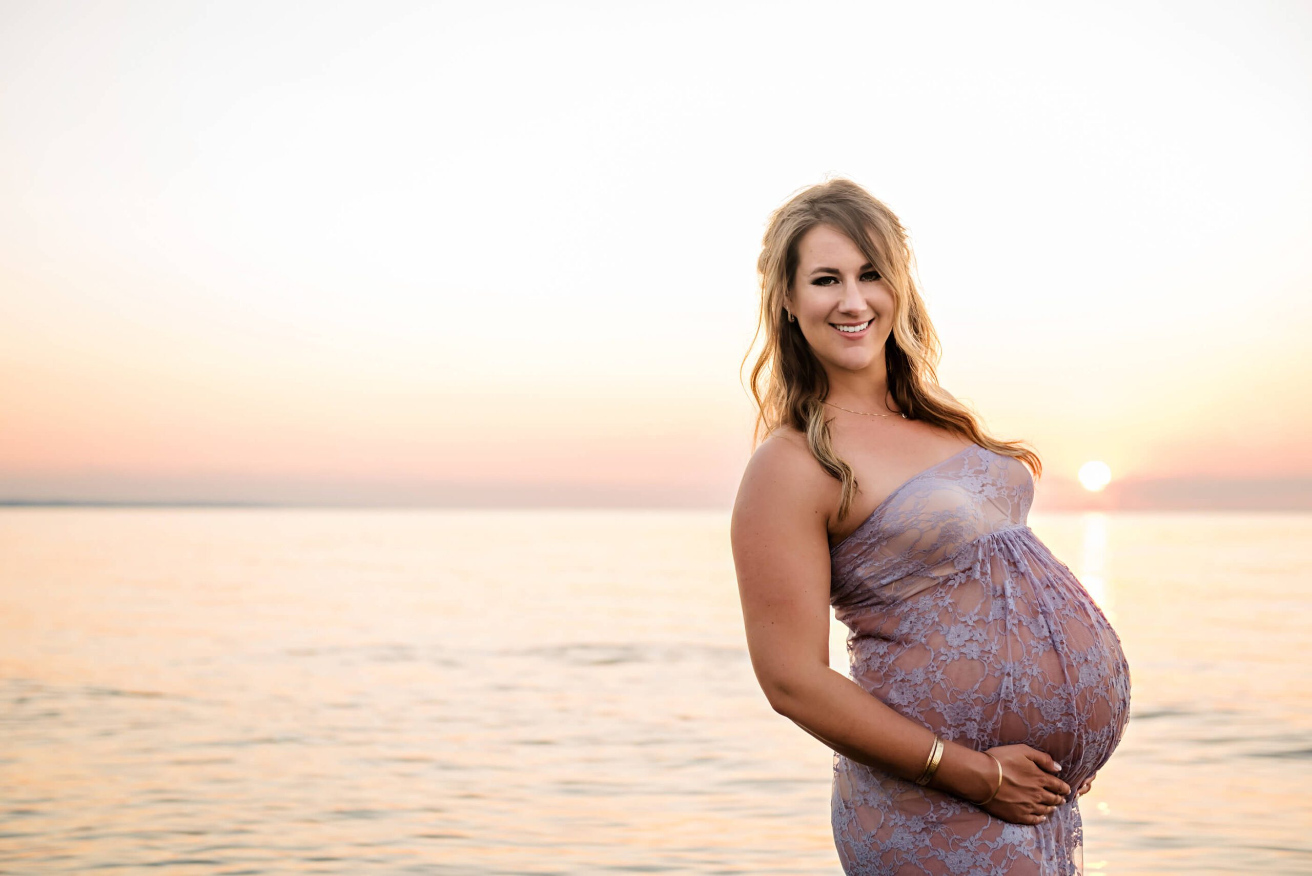 Toronto Burlington Maternity Photographer Beach Sunset Session