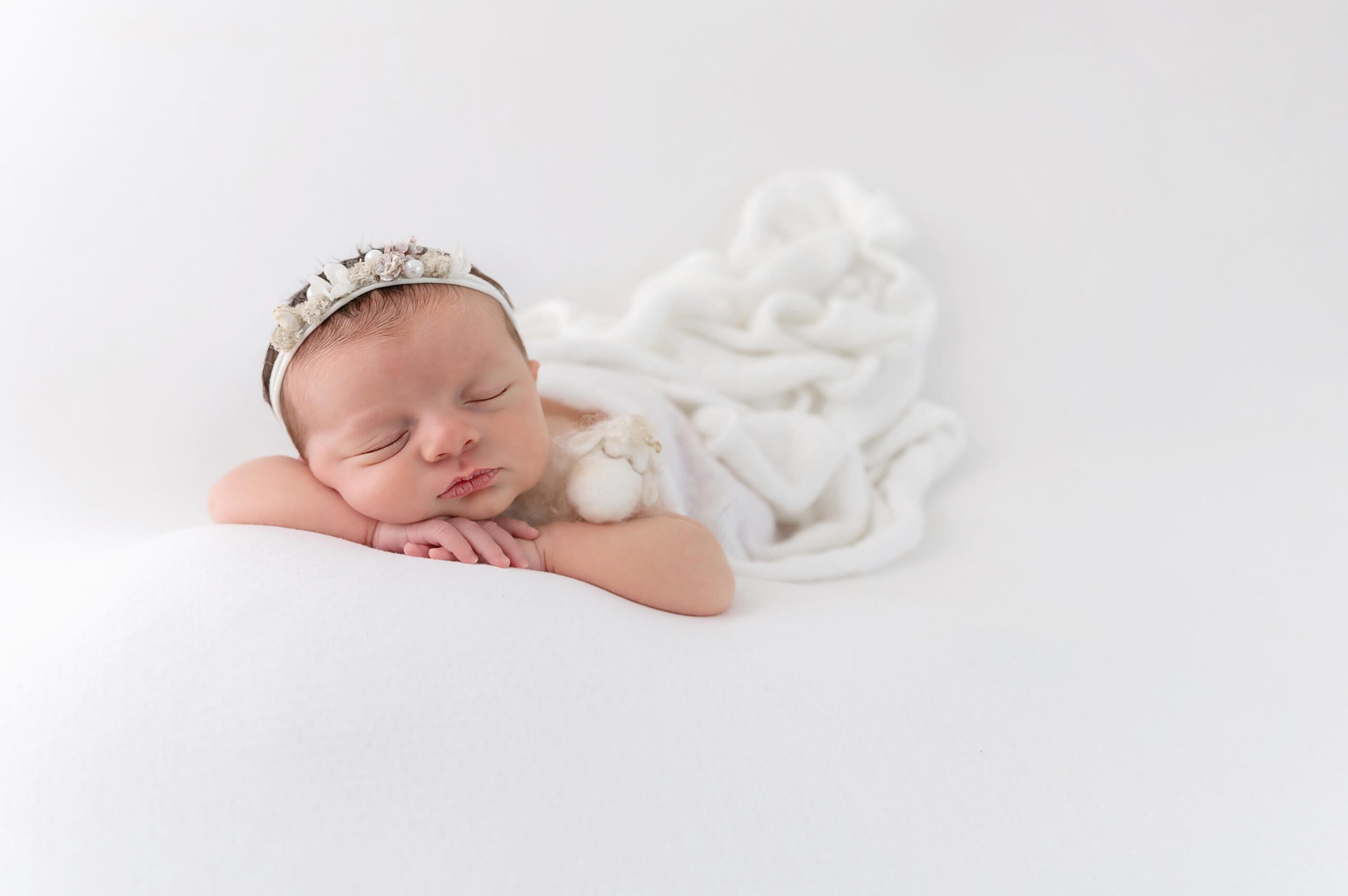 Toronto Newborn Photography Crisp White with Bear