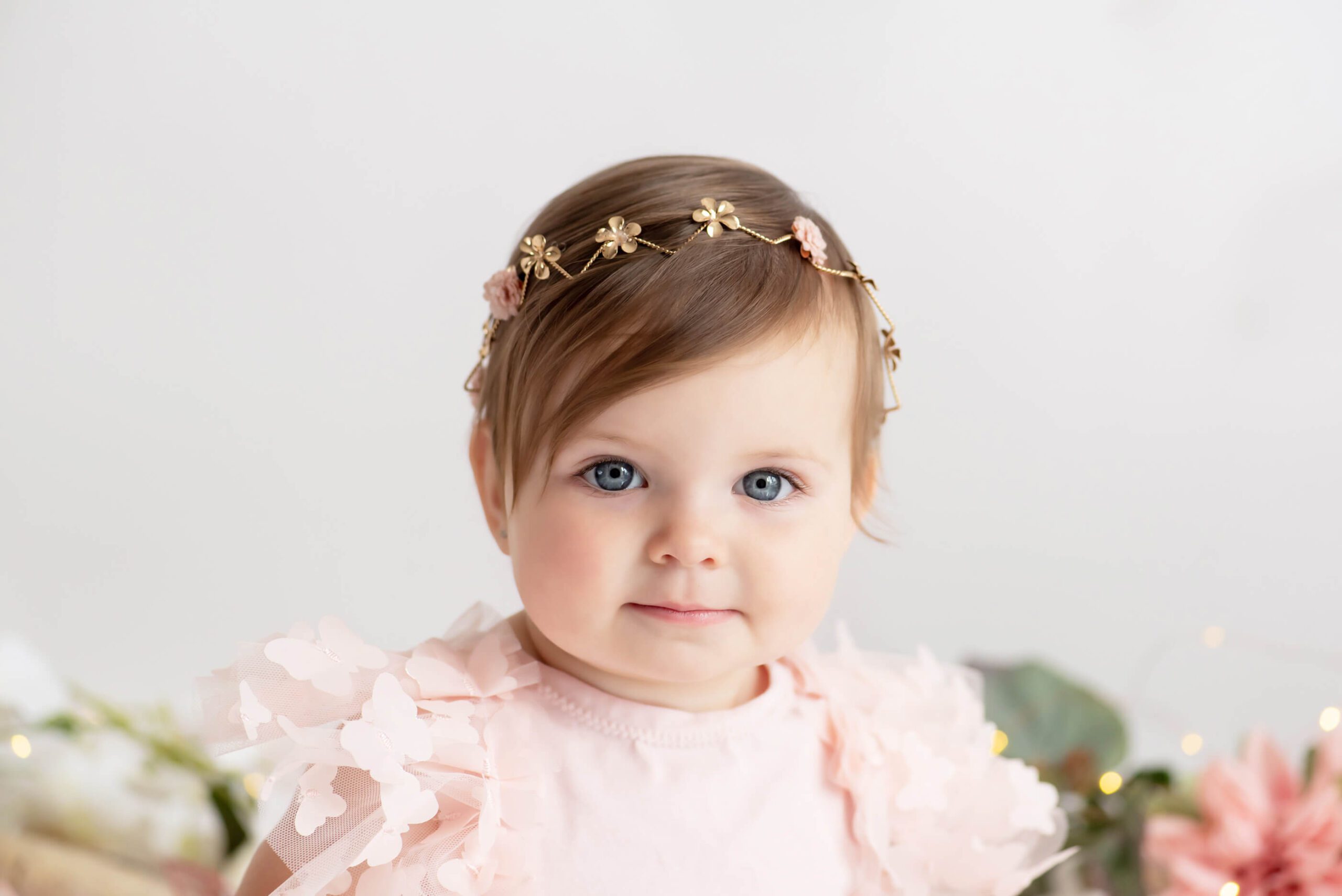 pink butterfly first birthday cake smash photoshoot St. Catherines