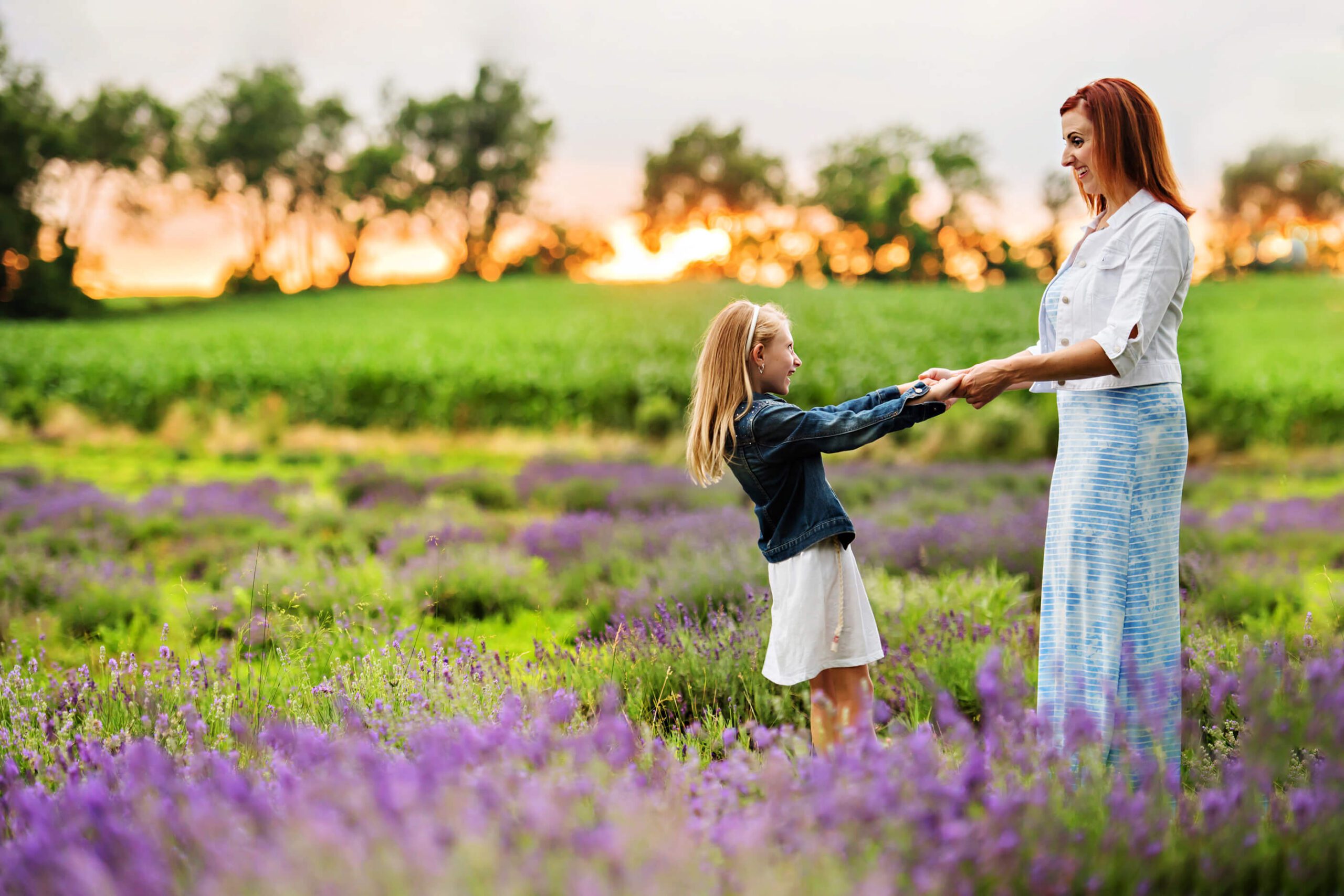 Mom and daughter playing in a lavender field with things to do this weekend in Toronto with family