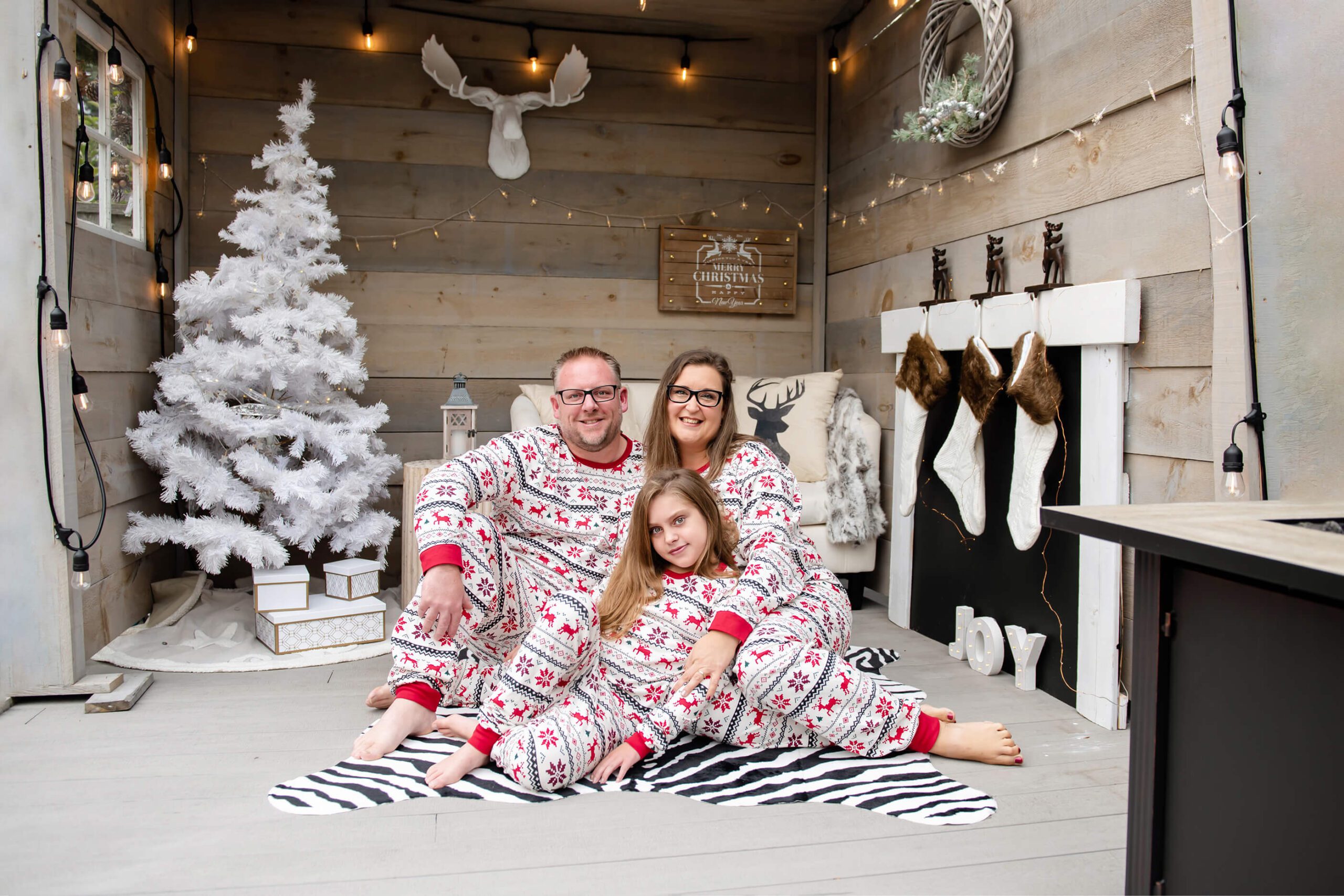 Outdoor Christmas Family Photos family in Christmas Pyjamas
