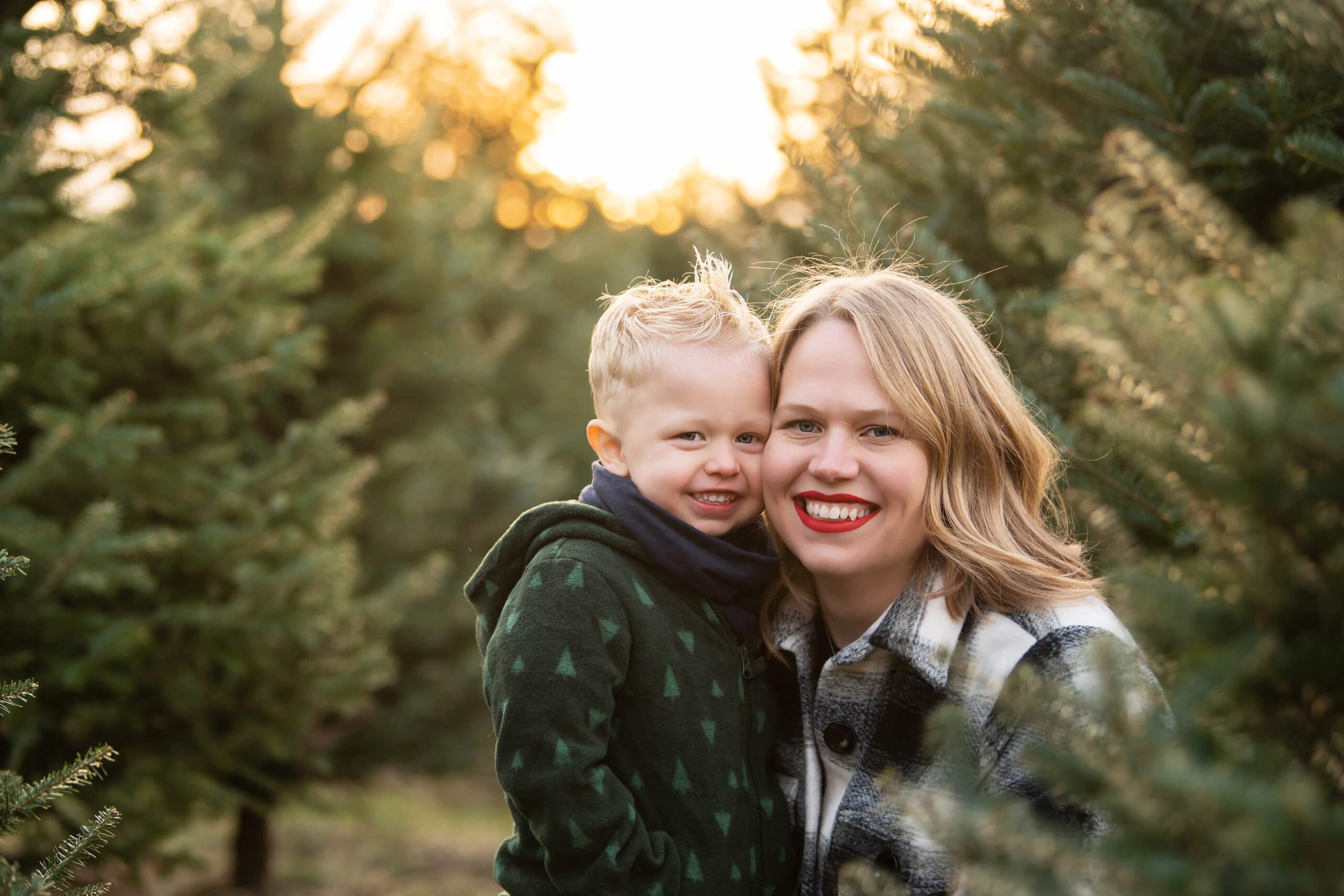 Big Smiles from mom and son for their Christmas Family Photos