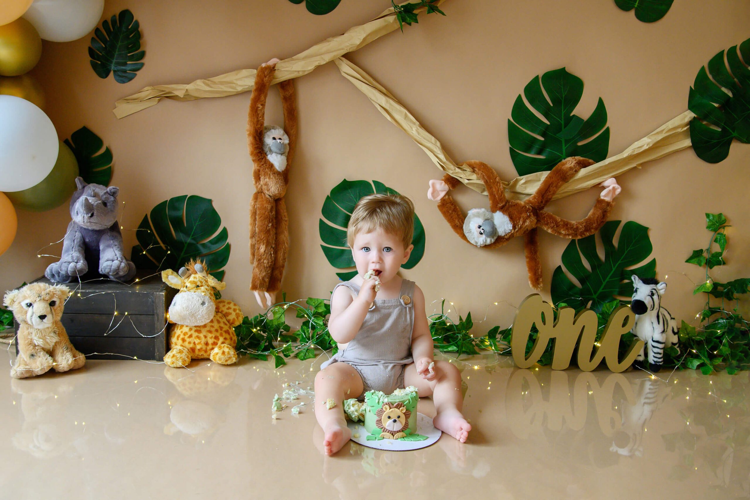 Jungle Cake Smash photography set with Leo